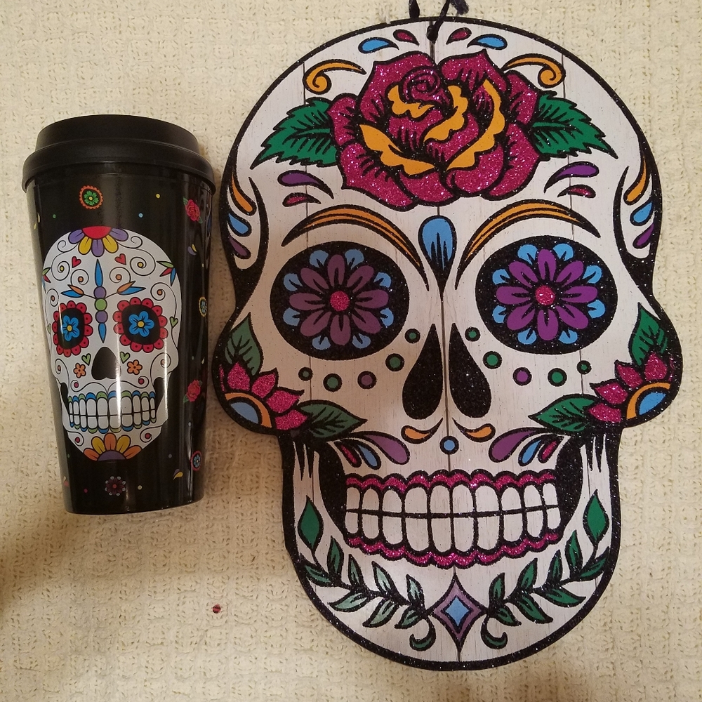Day of the Dead Tumbler and wall decor Please go